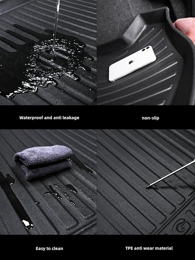 Cargo Liners Fits Kia K5 2021-2024 and Hyundai Sonata 2020-2024 Rear Trunk Floor Mats 3D Boot Tray All-Weather TPE Black