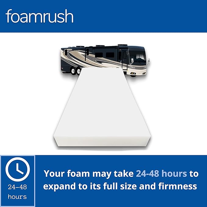 FoamRush 6-Inch Bunk (36" x 72") High Density Foam RV Mattress Replacement, Medium Firm, Pressure Relief, Travel Camper Trailer Truck, Made in USA, CertiPUR-US Certified, Cover Not Included