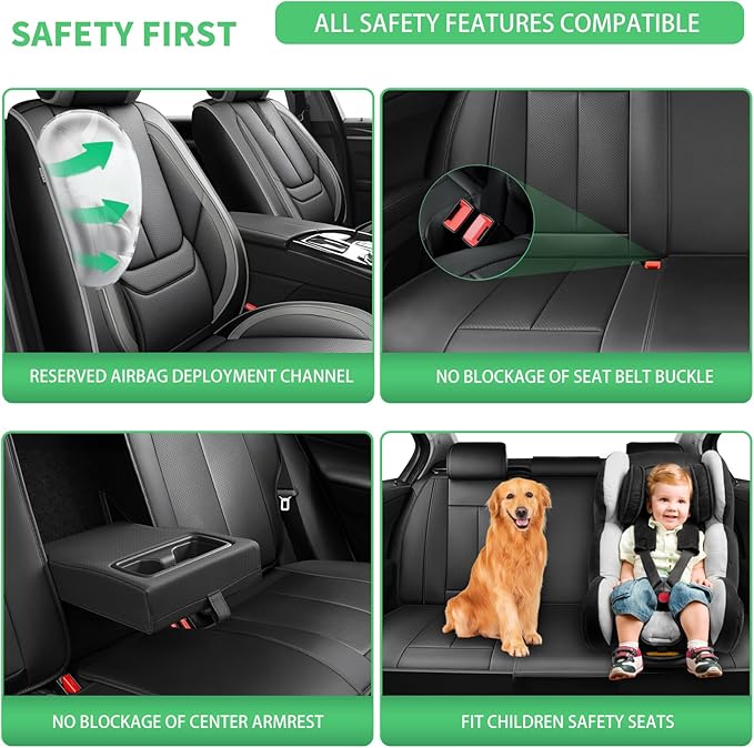 Fit Outback Car Seat Covers for Subaru Outback 2010-2024 2025 2026 -Upgraded Premium Waterproof & Breathable Leather,Airbag Compatible,All-Weather Seat Cushion Protector,2 Front/Black-Grey