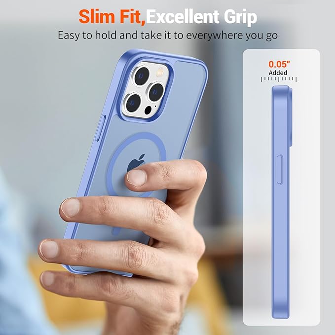 SUPFINE Magnetic for iPhone 15 Pro Case (Compatible with MagSafe) (Military Grade Drop Protection) Translucent Matte Shockproof with Anti-Fingerprint Phone Case,Blue Purple