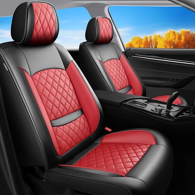 Fit Integra Car Seat Covers for Acura Integra 2023-2026 - Premium Leather, Waterproof, All-Weather, Airbag Compatible, Breathable, Seat Protectors, Only 2 Front seat Covers, Red