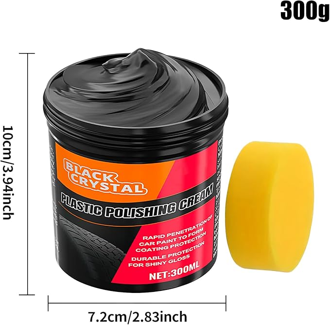 Car Trim Restorer, Car Dashboard Restorer, Cars Restorers Black for Interior & Exterior, 300g Automotive Detailing Supplies Cleaner Paste, Black Cars Scratch Remover for Coating Metal Plating