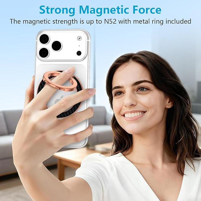 Magnetic Phone Ring Grip for MagSafe, Dual-Sided Magnetic Phone Ring Holder Mag Safe Grip Stand with Kickstand for iPhone 17e 17 16 15 14 13 Pro Max Plus Samsung Galaxy S26 Ultra S25 FE S25 S24 Ultra
