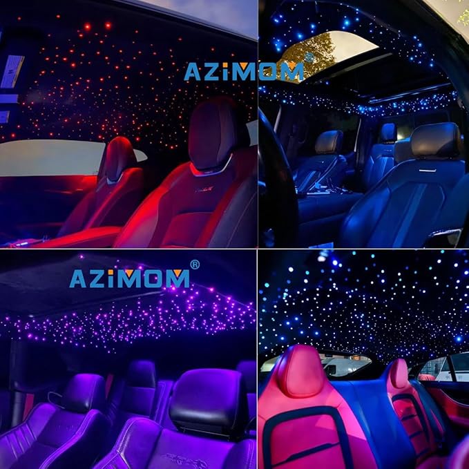 AZIMOM Mini 6W 500pcs Twinkle Fiber Optic Starlight Headliner Kit for Car Home 0.03in 9.8ft End Glow Fiber Strands Sound-Activated APP& Remote Control Starlight Engine