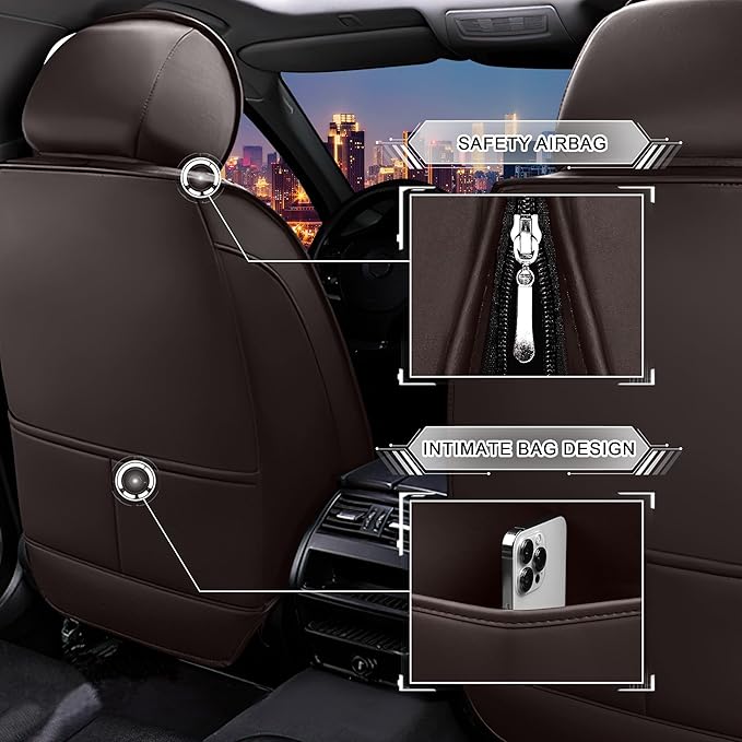 CTDS Car Seat Covers for Honda Civic 2000-2026, Stylish Sport Seat Cover, Premium Nappa Leather Car Seat Cover. Automobile Seat Covers Sets.(Luxury 5 Seats/Coffee Color)