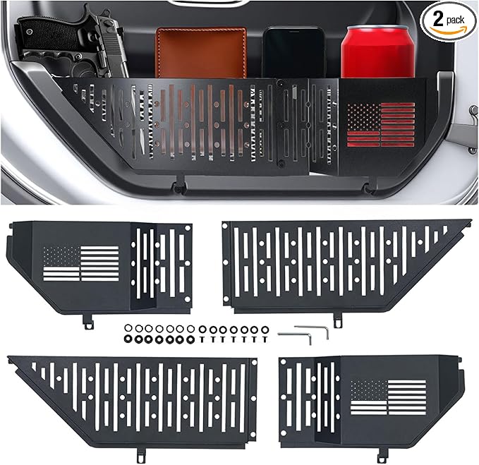 Upgraded for Jeep Wrangler accessories Metal Front Door Storage Pockets for 2018-2025 Jeep Wrangler JL JLU 4XE accessories for 2020-2025 Jeep Gladiator JT accessories Door Side Insert Organize Box