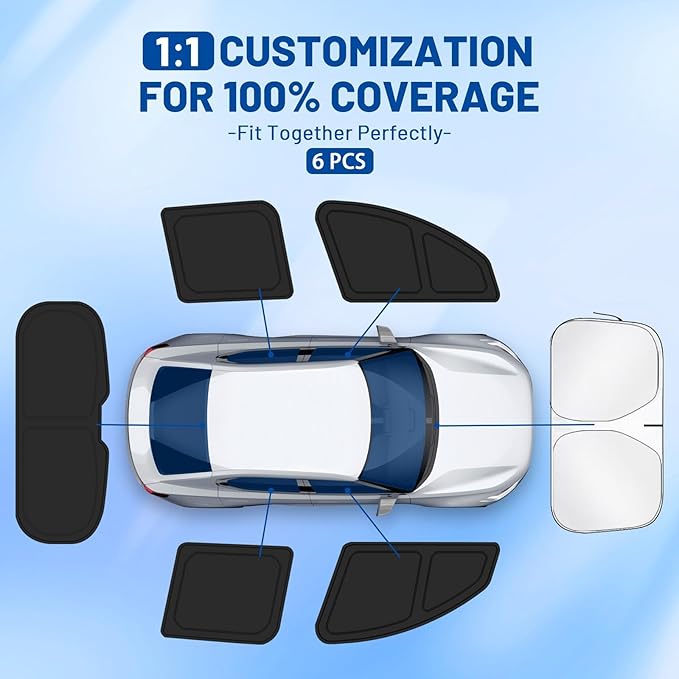 Car Window Shades for Honda HR-V 2016-2022 Accessories - Full Set 6PCS Side Window Sunshades with Memory Frame & Blackout Fabric, Privacy UV Shield for Camping/Travel