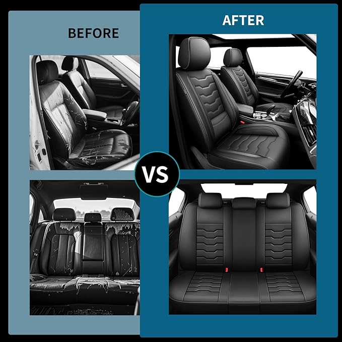 Fit Murano Car Seat Covers Compatible with Nissan Murano 2004-2025 2026 - Premium Leather， Waterproof Breathable， All-Weather Seat Cushion Protecto&Airbag Compatible (2 Front Seat Black)