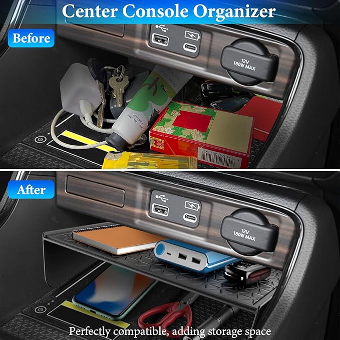 YPHUIKI 4PCS Center Console Organizer Compatible with Honda CRV 2023 2024 2025 2026 Accessories CR-V Hybrid Armrest Organizer Tray Hidden Storage Box Cup Holder