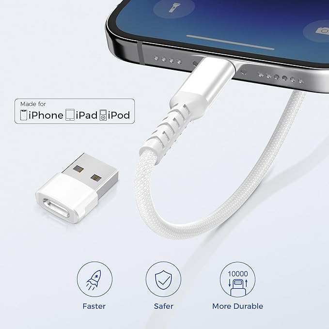 Basesailor USB C to Lightning Charger Cable 6.6FT with USB A Adapter,USB Type C Fast Charging Power Cord for Apple iPhone 14 13 12 11 Mini Pro Max Plus,XS XR X 8 7 6 5 SE,iPad 8 9 8th 9th Generation