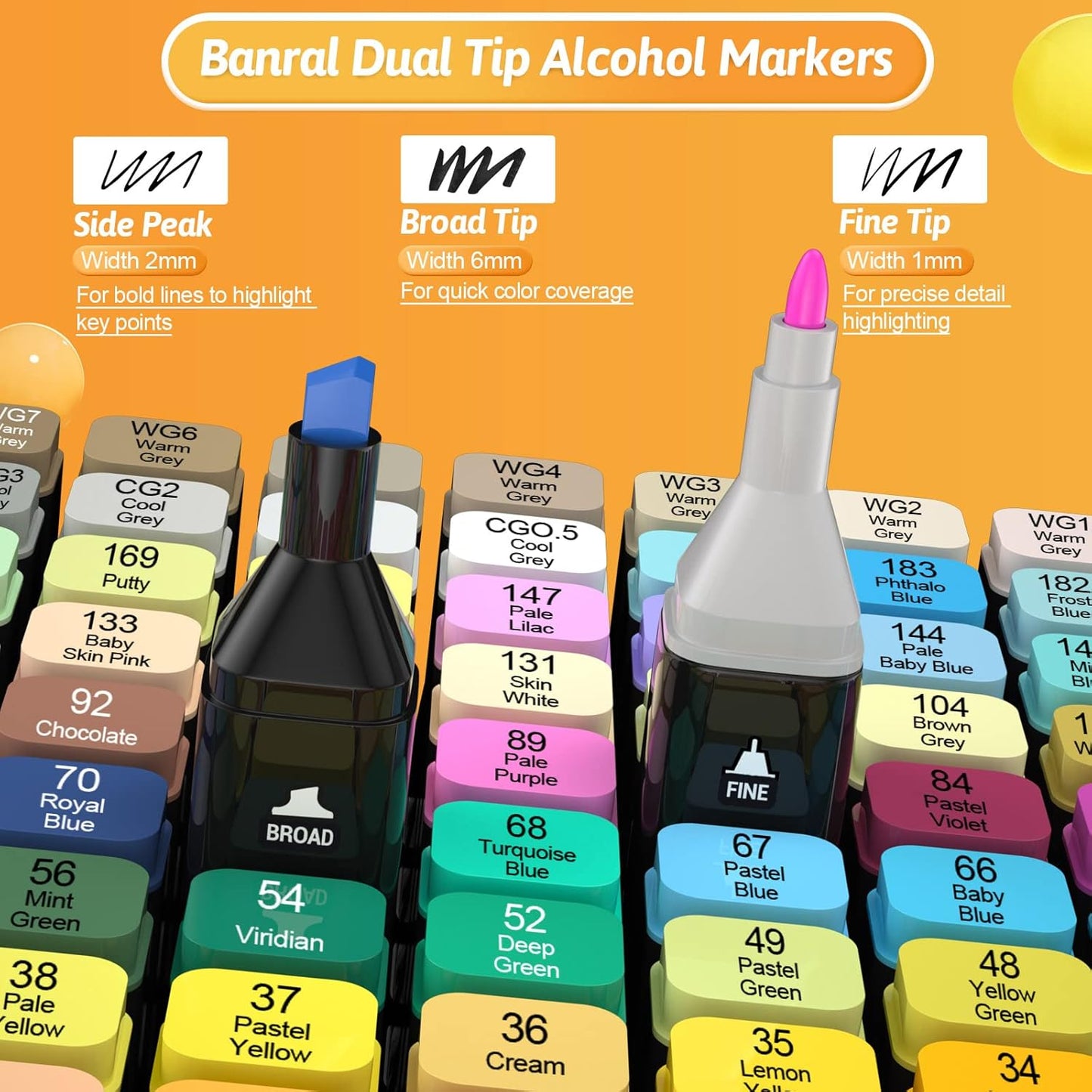 Banral Alcohol Markers Set, 120 Colors Dual Tip Alcohol Based Art Markers Pens for Artists, Permanent Drawing Markers for Adult Coloring Sketching Illustration with Case and Holders