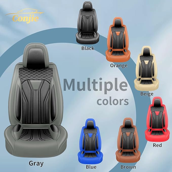 Fit Accord Car Seat Covers Premium Leather for Honda Accord 2012-2025 2026. Waterproof， Breathable, Scratch-Resistant & All-Weather Seat Cushion Protector（Front Seat,Gray&Black