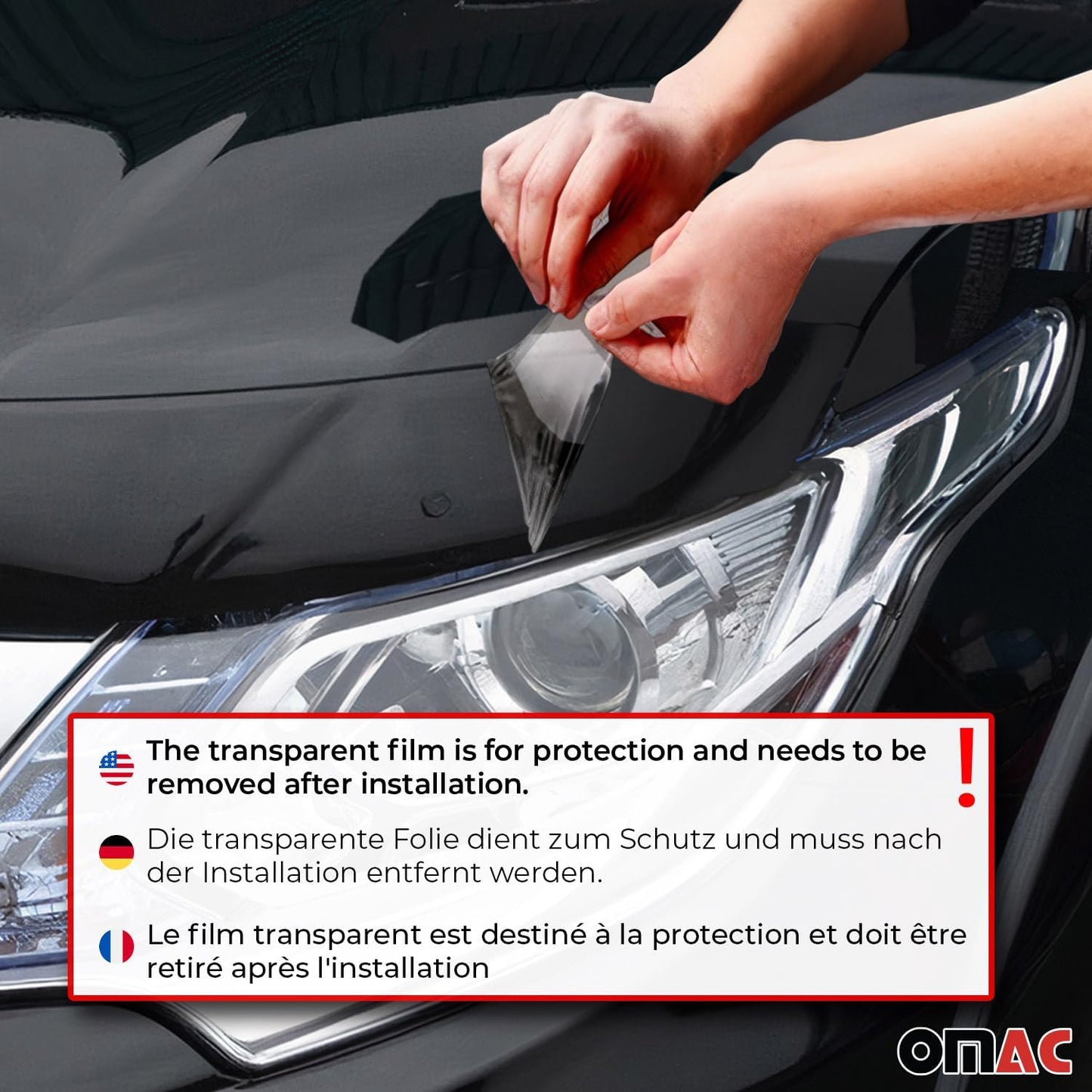 OMAC Front Bug Shield Hood Deflector for Nissan Navara D23 2014-2024 Acrylic Smoke