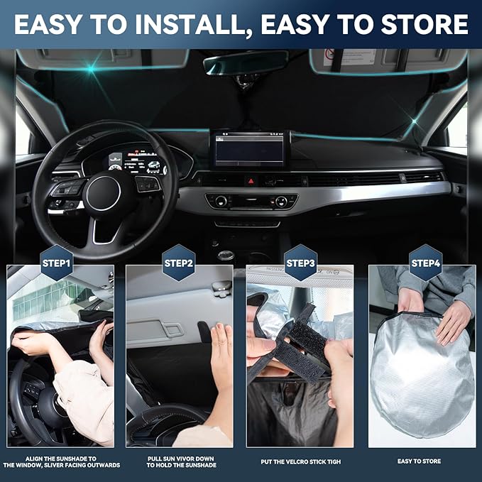 for Toyota CHR 2018-2024 Windshield Sun Shade - 4 Layers Car Sunshades for Front Windows Shade Cover Custom Fit CHR Sun Visor 250T Retractable Shade Blocks UV Rays Car Accessories