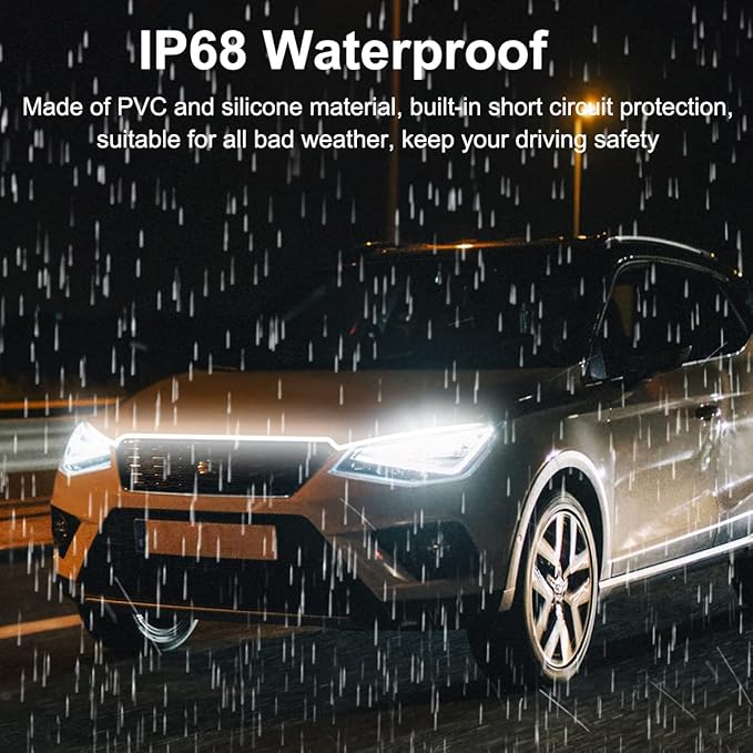 Car Hood Light Strip, 71 Inches Flexible Exterior LED Strip Lights Waterproof Hood Light Daytime Running Light Strip for Cars, Trucks (White)