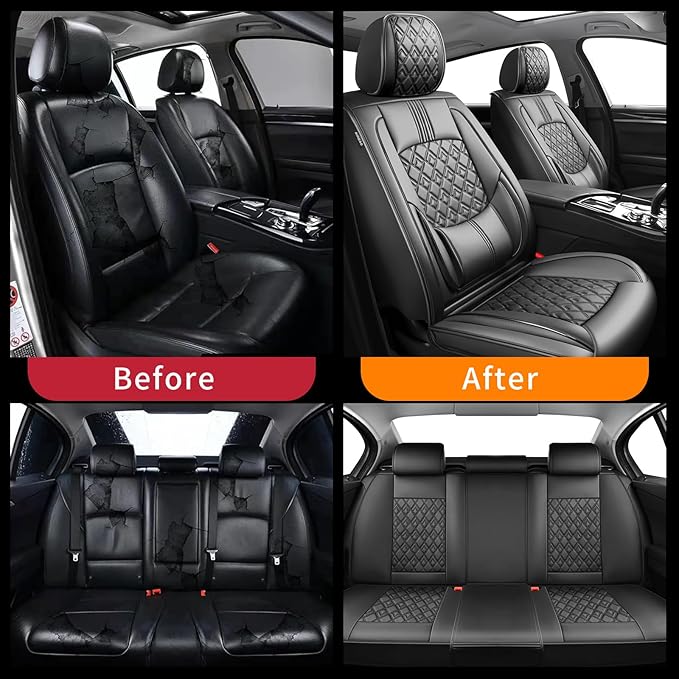Fit Prologue Car Seat Covers for Honda Prologue 2024 2025 2026-Upgraded Premium Waterproof & Breathable Leather,Airbag Compatible,All-Weather Seat Cushion Protector,Full Set,Black