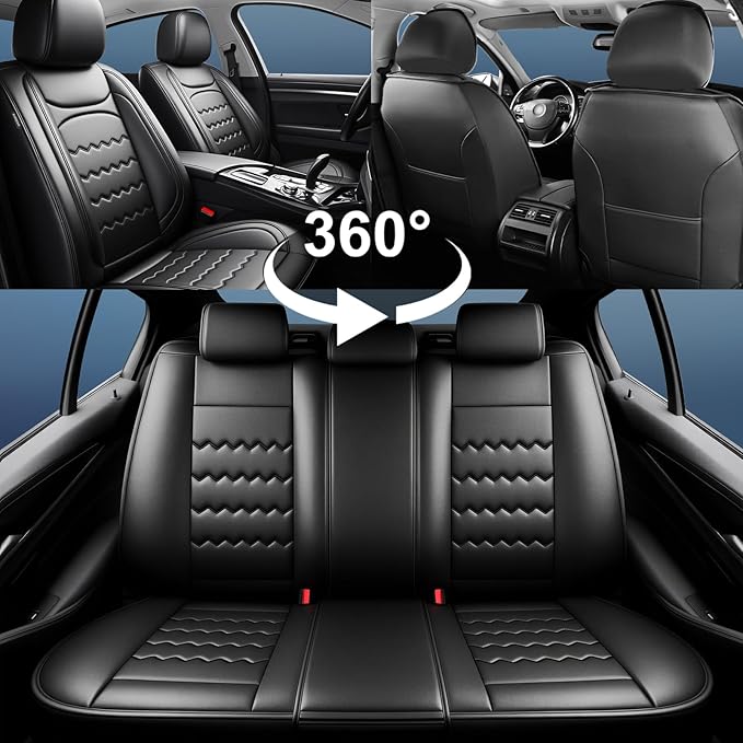 CX-5 Car Seat Covers Custom Fit for Mazda CX-5 2013-2025 2026, Full Coverage Leather Waterproof Breathable Seat Covers, Automotive Seat Protectors, Airbag Compatible(Full Set Seats, Black)