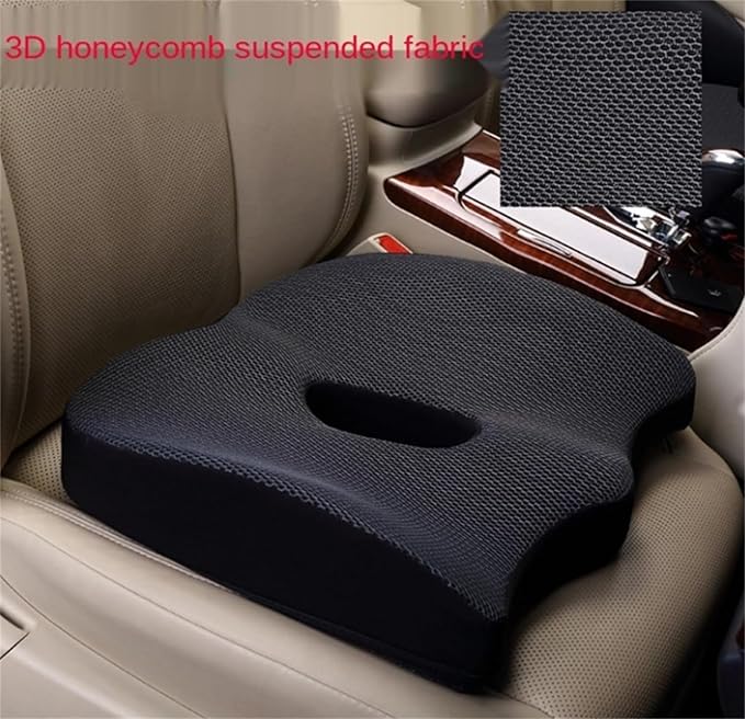 Heightening Wedge Car Seat Cushion Pad for Driving with Comfort Memory Foam, Curved Design Closely Adheres to The Lumbar Spine and Buttocks, Relieving Fatigue Broader Vision (Cushion Set,Dark Gery)