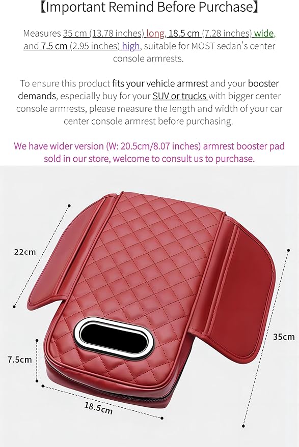 Generic Center Console Cover Arm Rest Cover Cushion Leather Car Armrest Box Pad with Pocket and Tissue Box Auto Armrest Cover for Sedan Vehicle(Grey)
