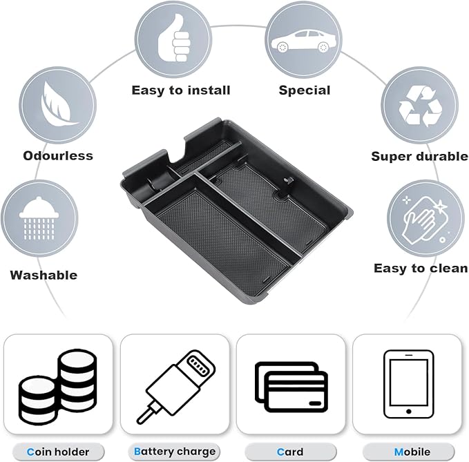 5PCS Center Console Organizer Compatible with 2023-2026 Honda Pilot/2026 Honda Passport Drawer Storage Tray Armrest Divider Tray &Insert Hidden Storage Box Interior Accessories