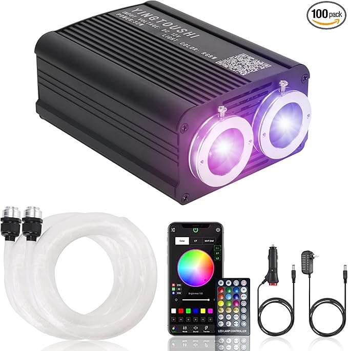 Dual Color Twinkle Starlight Headliner Kit, Music Sync 1000pcs 0.03in 9.8ft Fiber Optic Light APP/Remote Control for Car Home Ceiling Star Lights