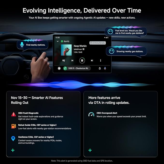 CB6 AI Box CarPlay Wireless CarPlay Adapter & Android Auto – Upgrade Wired to Wireless, Android 13 with GPS Navigation, 4G+64G, 4G LTE, Compatible with Ford, Toyota, Chevrolet, Honda, Hyundai (Black)