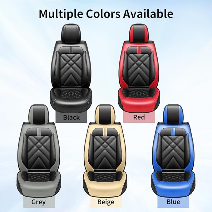 CX-3 Car Seat Covers Fit for Mazda CX-3 2016-2021, Full Coverage Premium Leather Waterproof Breathable Seat Covers, Automotive Seat Protectors, Airbag Compatible(2 Front Seats, Black-Blue)