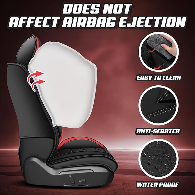 Car Seat Covers for KIA Sedona 2003-2021, Premium Nappa Leather Car Seat Cover, Stylish Sport Seat Covers， Automobile Seat Cover Sets.(Luxury 5 Seats/Black Red)