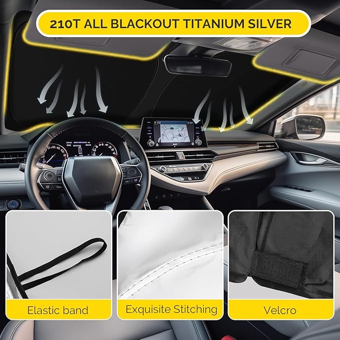 Car Sun Shade for 2019-2024 2025 2026 Dodge Ram 1500 Windshield Sun Shade, Sun Visor Windshield Screen Cover for Ram Front Window Sunshade Foldable Auto Interior Accessories UV Block to Keep Cool