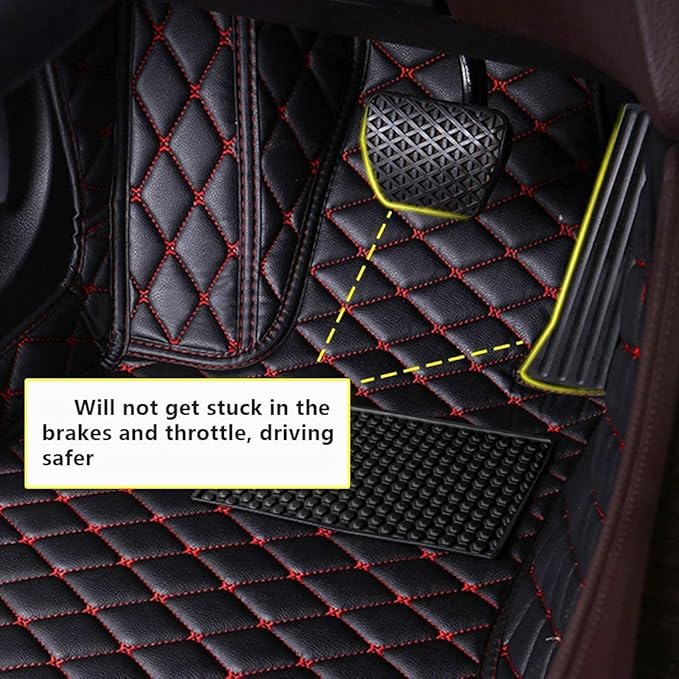 Custom Fit Car Floor Mats - Full Coverage Automotive Leather Floor Liners for Most Vehicles by MingyunSM (Black & Yellow)
