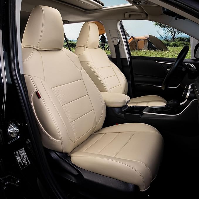 coverdream 2026 Rav4 Seat Covers Custom Fit for 2026 Toyota Rav4 Hybrid (Woodland/Limited) SUV,Full Set Luxury Waterproof Leather Car Seat Protector