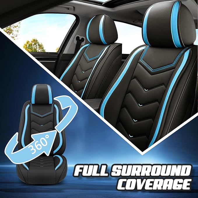 Car Seat Covers for Lexus ES 350 2007-2026, Premium Nappa Leather Car Seat Cover, Stylish Sport Seat Covers， Automobile Seat Cover Sets.(Standard 2 Seats/Black Blue)