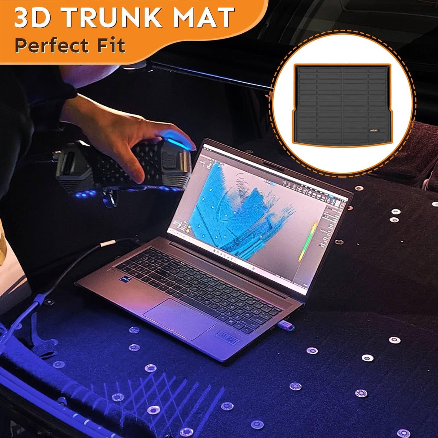 Binmotor-Floor Mats & Cargo Liner for Chevy Suburban 2021-2025丨GMC Yukon XL 2021-2025 (with 2nd Row Bucket Seat), 7 Passenger, All Weather Car Floor Mats Accessories for GMC Yukon XL
