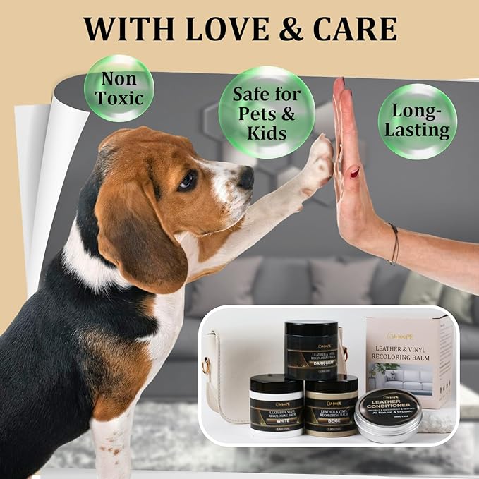 8.8oz Leather Recoloring Balm with 100ml Mink Oil,White Leather Repair Kit for Furniture,Leather Repair Cream,Leather Scratch Repair for Car Interior,Leather Conditioner for Couch