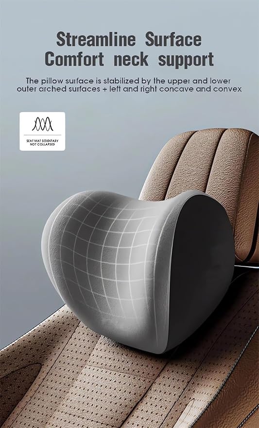 Car Headrest & Lumbar Support Cushion Ergonomic Car Seat Neck Back Rest Pillows Orthopedic Memory Foam Head Rest and Lower Lumbar Support Pillow Set Backrest Driving Seat Office Chair Support (Blue)