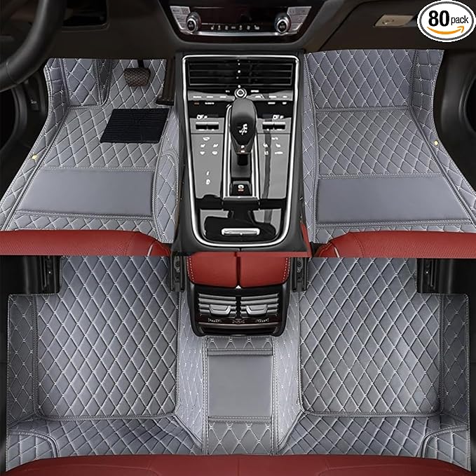 TREGOO All Weather Car Mats Custom Fit Non Slip Floor Mats for 1998-2025 Cars Personalized Leather Protection Pads Suitable for Men Women (Grey)