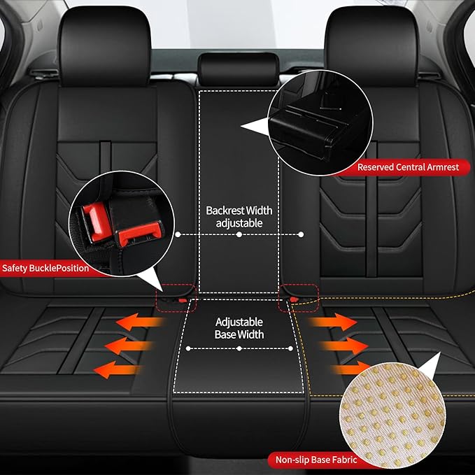 TTX LIGHTING Car Seat Covers fit for Kia Sportage 2009-2026 Full Set: Premium Leather Automotive Seat Cover with Airbag Compatible Waterproof (5 Seats, Black)