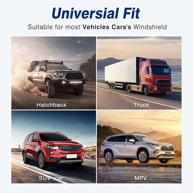 Windshield Sun Shade, Car Sun Shade Windshield Blocks UV Rays, Keep Car Interior Cool, Front Foldable Windshield Sunshade for Hatchback, Truck, SUV, MPV