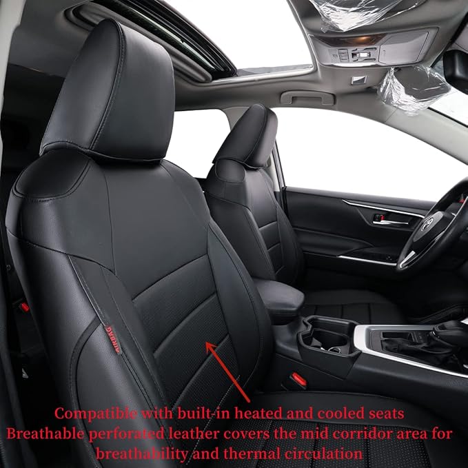 coverdream Custom Seat Covers Compatible with Select Toyota RAV4 LE 2013 2014 2015 2016 2017 2018 Models - Leatherette (Black,Full Set)