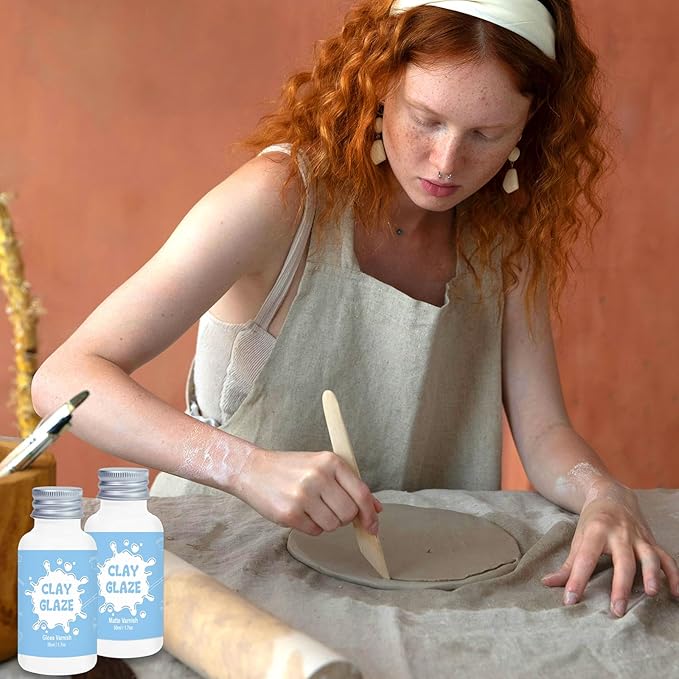 50ml Air Dry Clay Varnish，Air Dry Clay Sealant for Airdry Clay，Air Dry Clay Glaze Can Not Only Used to Prevent Clay Cracking, Scratches, and Wear,It Can Also Having a Matte Glaze Effect (Matte)