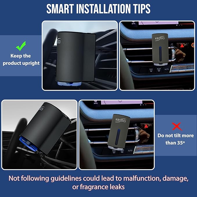 Smart Car Air Freshener: Revolutionary Smart Car Diffuser Vent Clip with 3 Exclusive 10 ml Fragrances (3 x Cologne)