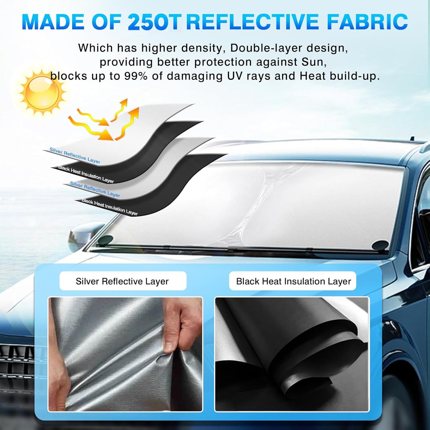 KUST Windshield Sun Shade for 2012-2019 Porsche 911 Coupe Accessories Custom Fit Sunshade Sun Visor Protector Foldable Blocks UV Rays Keep Your Car Cooler