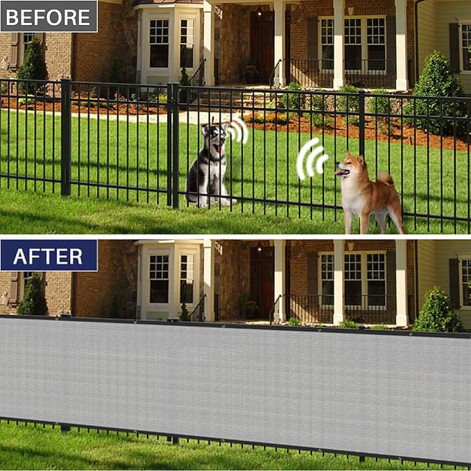 Windscreen4less Privacy Fence Screen Heavy Duty Windscreen Fencing Mesh Fabric Shade Net Cover with Brass Grommtes for Outdoor Wall Garden Yard Pool Deck, 8'x256' Light Gray
