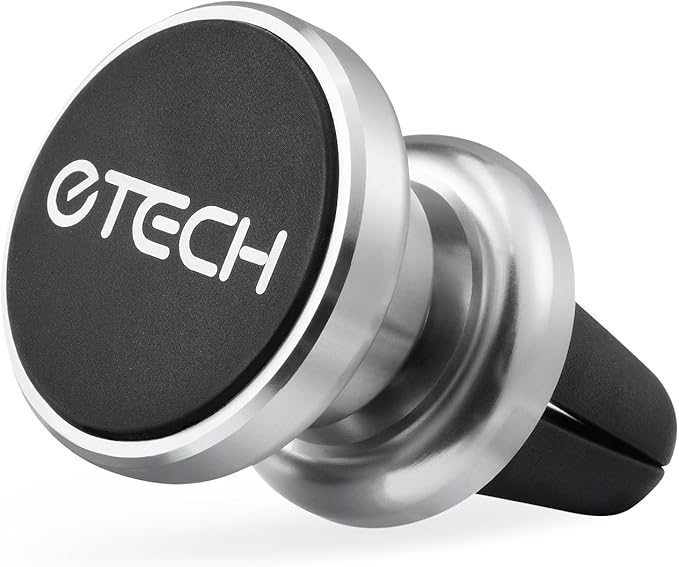eTECH Magnetic Phone Car Mount Holder, Magnetic Mount Universal Air Vent for iPhone X / 8 Plus / 7 / 6S / 5S, Galaxy S5 / S6 / S7 / S8 / S9, Google Pixel, LG, & Other Smartphones (2Pack Silver)