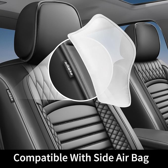Fit 4Runner Car Seat Covers (5 Seats) for Select Toyota 4Runner 2003-2024 2025 2026 - Full Coverage Leather,Airbag Compatible, Waterproof & All Weather Seat Cushion Protector,Full Set,Black