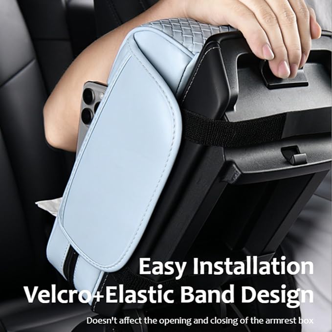 Car Armrest Cushion Cover Car Center Console Memory Foam Booster Pad with Storage Pocket and Tissue Hole for Sedan Vehicle (Green, 12.99 * 7.09 * 2.95'' / 33 * 18 * 7.5 cm)