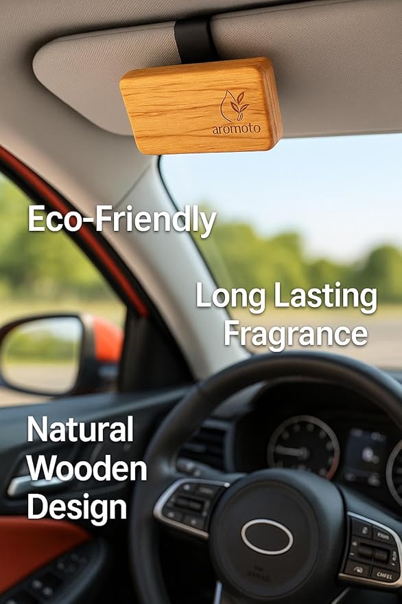 Wooden Car Air Freshener – Premium Natural Scents for Every Drive – Car Odor Eliminator (Amber)