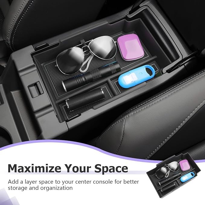 LUWU Center Console Organizer Compatible with Subaru Crosstrek & Impreza 2024-2026 Accessories Armrest Console Secondary Storage Box Insert Tray ABS Material with Coin Holder Black
