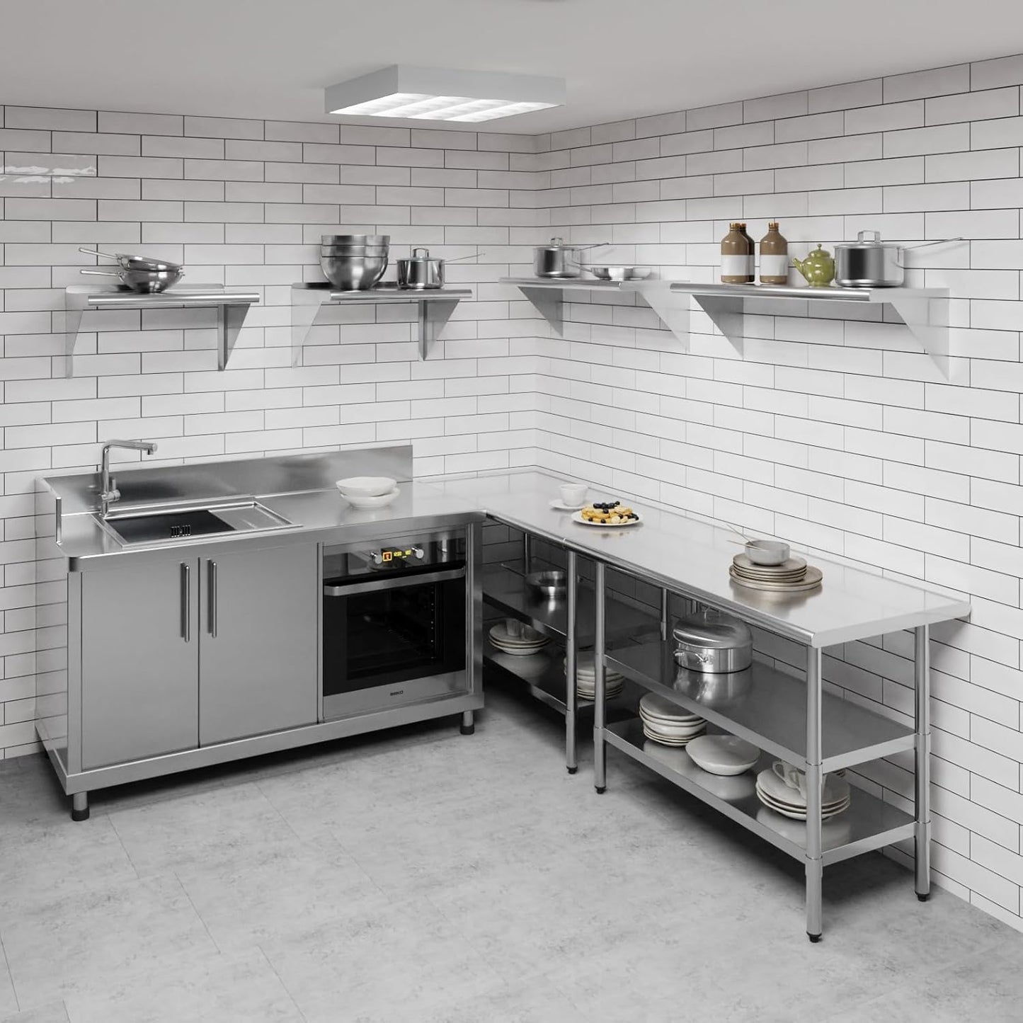 AmGood 36" Long X 14" Deep Stainless Steel Wall Shelf | NSF Certified | Appliance & Equipment Metal Shelving | Kitchen, Restaurant, Garage, Laundry, Utility Room
