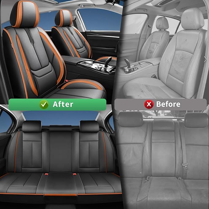 Fit Accent Car Seat Covers for Hyundai Accent 2006-2025 2026 -Upgraded Premium Waterproof & Breathable Leather,Airbag Compatible,All-Weather Seat Cushion Protector,2 Front/Black-Brown